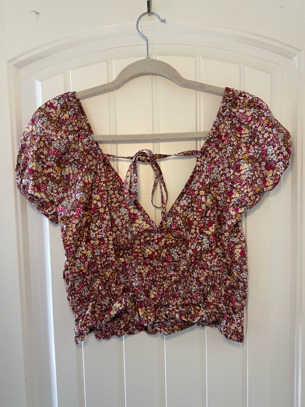 Floral boho Crop Top with Tie back S/M